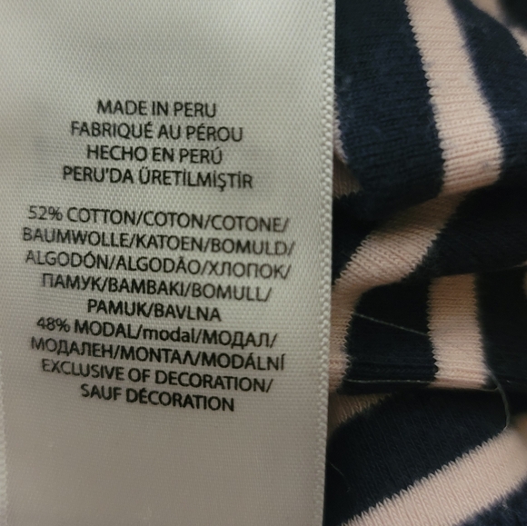 Polo Ralph Lauren Girl Pink/Navy Striped Short Ruffle Sleeve Shirt Size L(12-14) - Picture 3 of 4